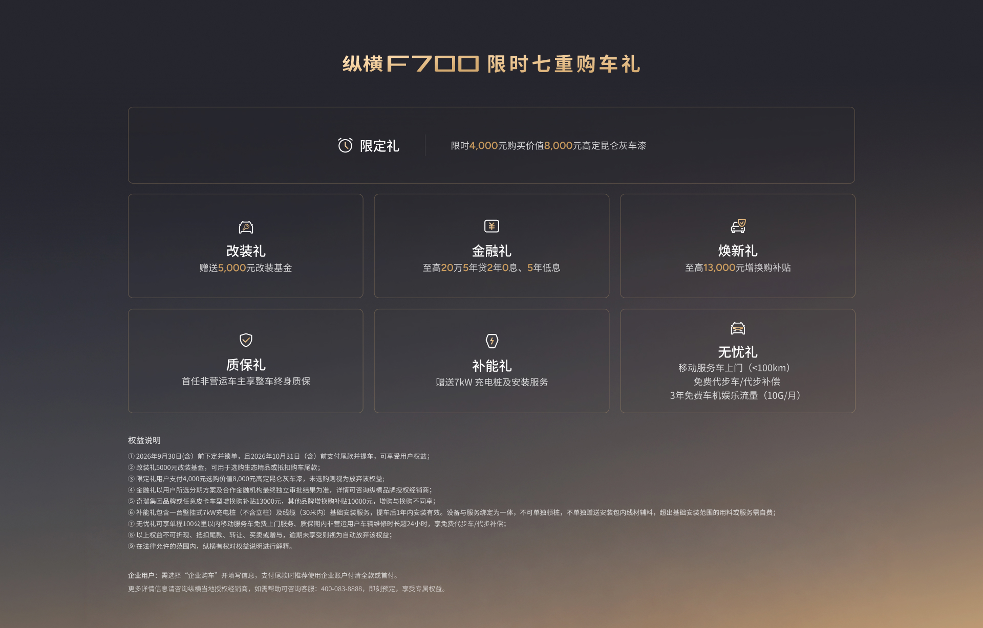 G700上市限时购车权益