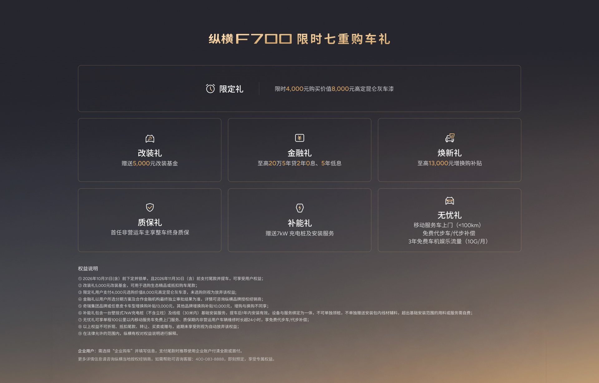 G700上市限时购车权益